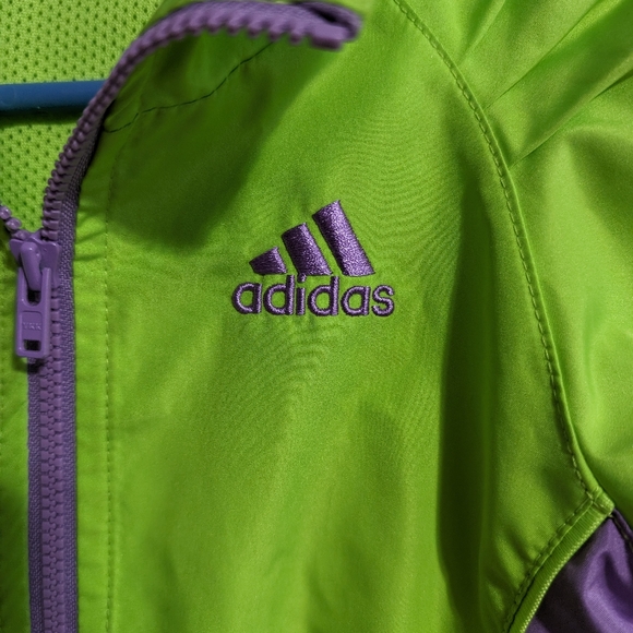 Adidas kids mesh lined windbreaker lime green purple size 3T - Picture 4 of 10
